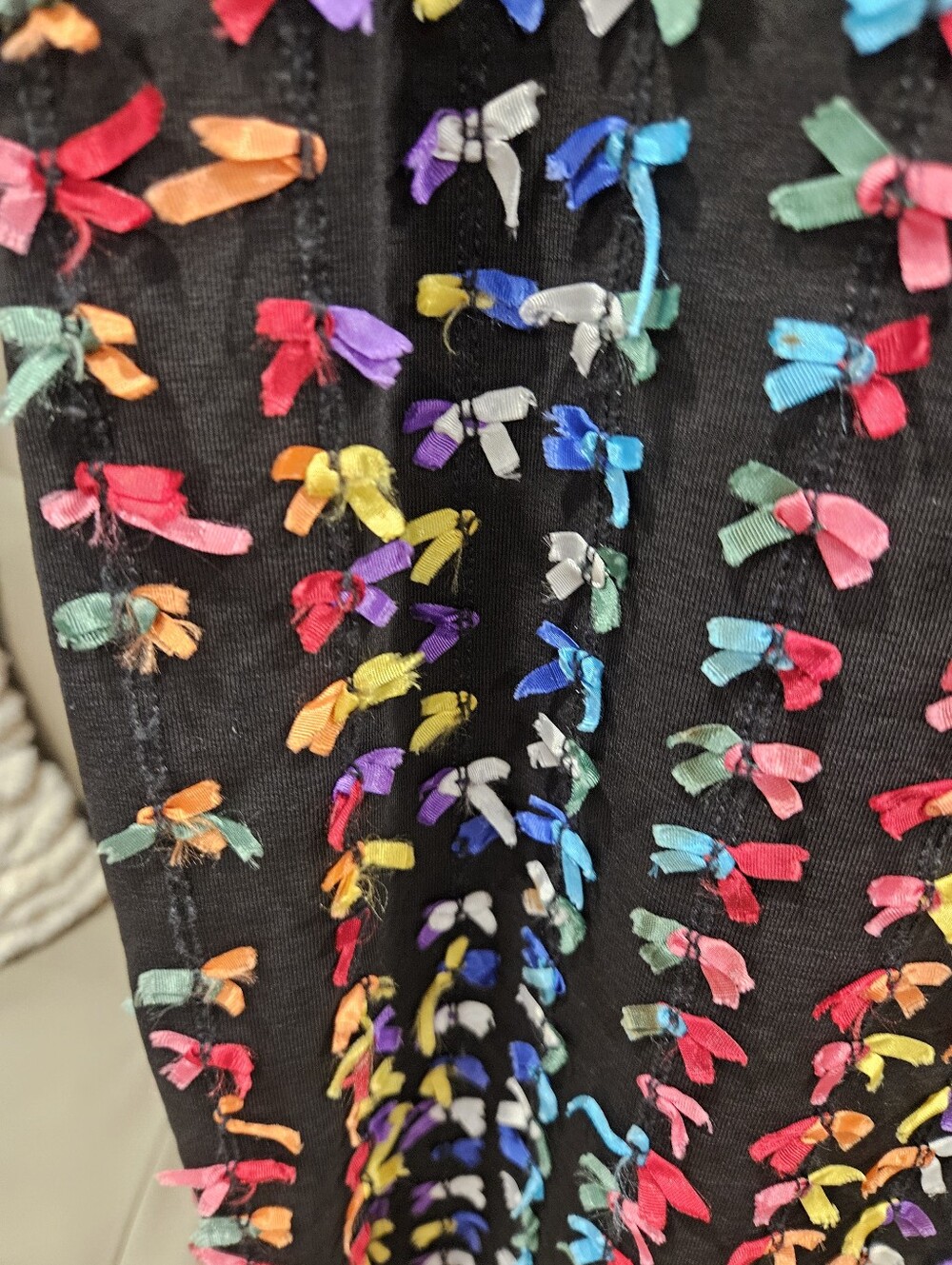 VTG Betsey Johnson Punk Label Rainbow Ribbon Bow Bodycon Mini Dress Cotton Lycra - Picture 10 of 12